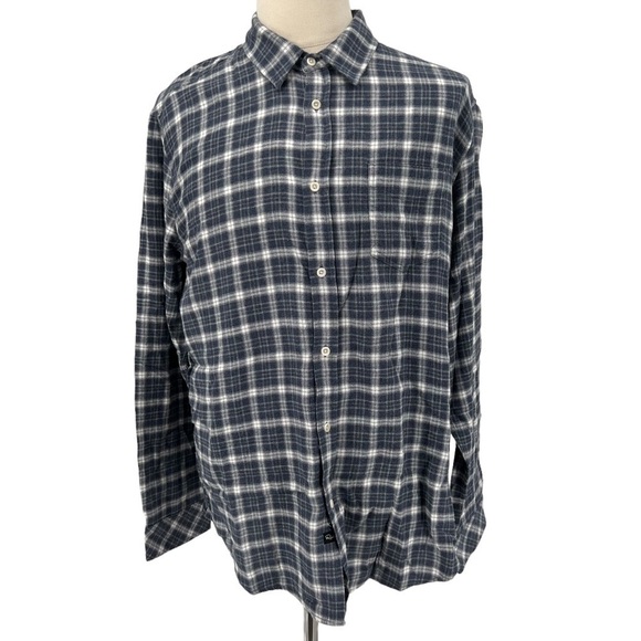 NWT Rails Denim White Gray Plaid Brushed Lennox Button Down Shirt Size XXL Men's
